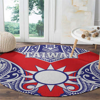 Taiwan Round Carpet Austronesian Tribal Tattoo Red - Polynesian Pride