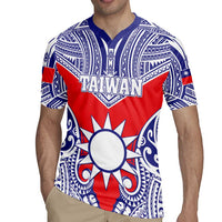 Personalised Taiwan Rugby Jersey Austronesian Tribal Tattoo Red - Polynesian Pride