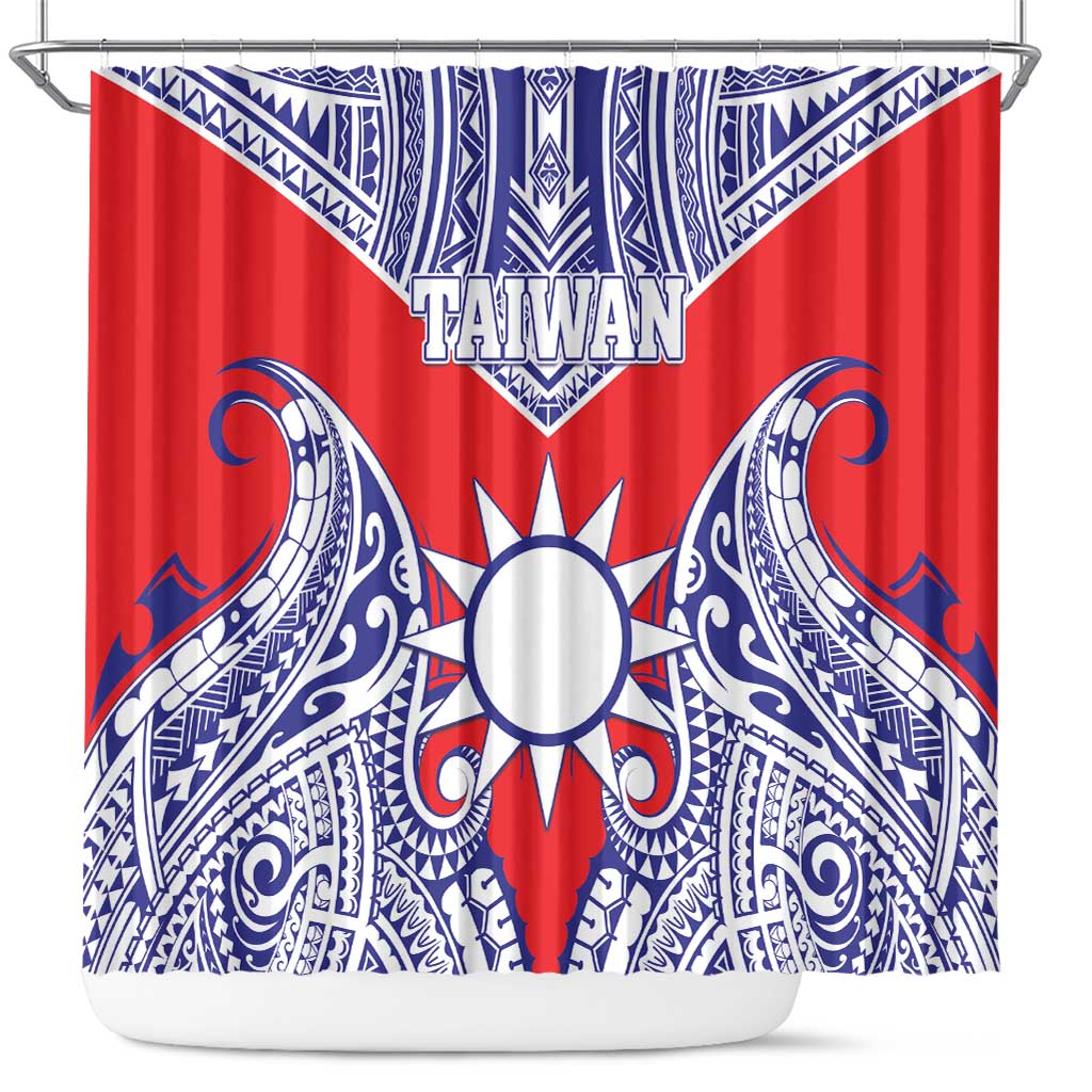 Taiwan Shower Curtain Austronesian Tribal Tattoo Red LT05 Red - Polynesian Pride