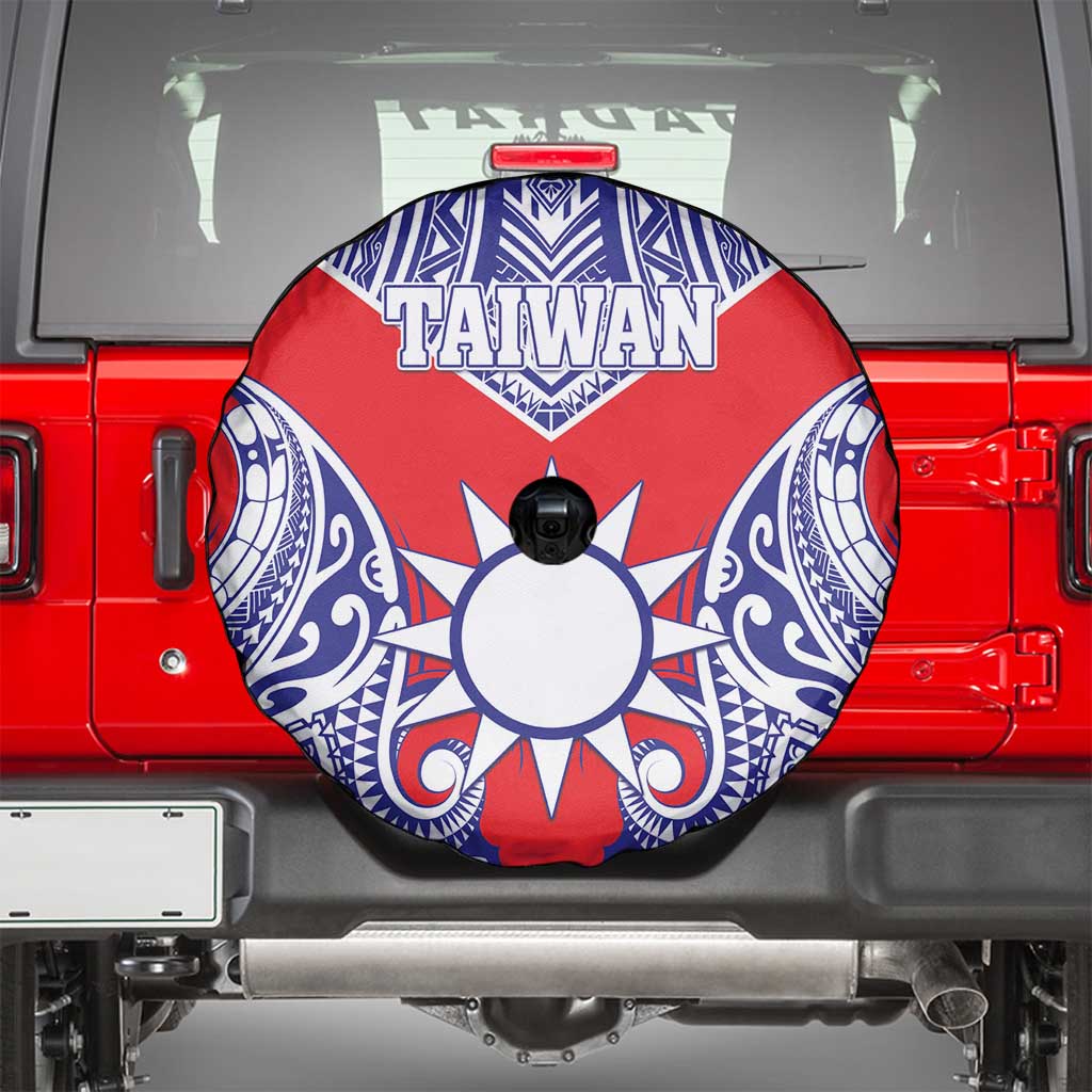 Taiwan Spare Tire Cover Austronesian Tribal Tattoo Red - Polynesian Pride