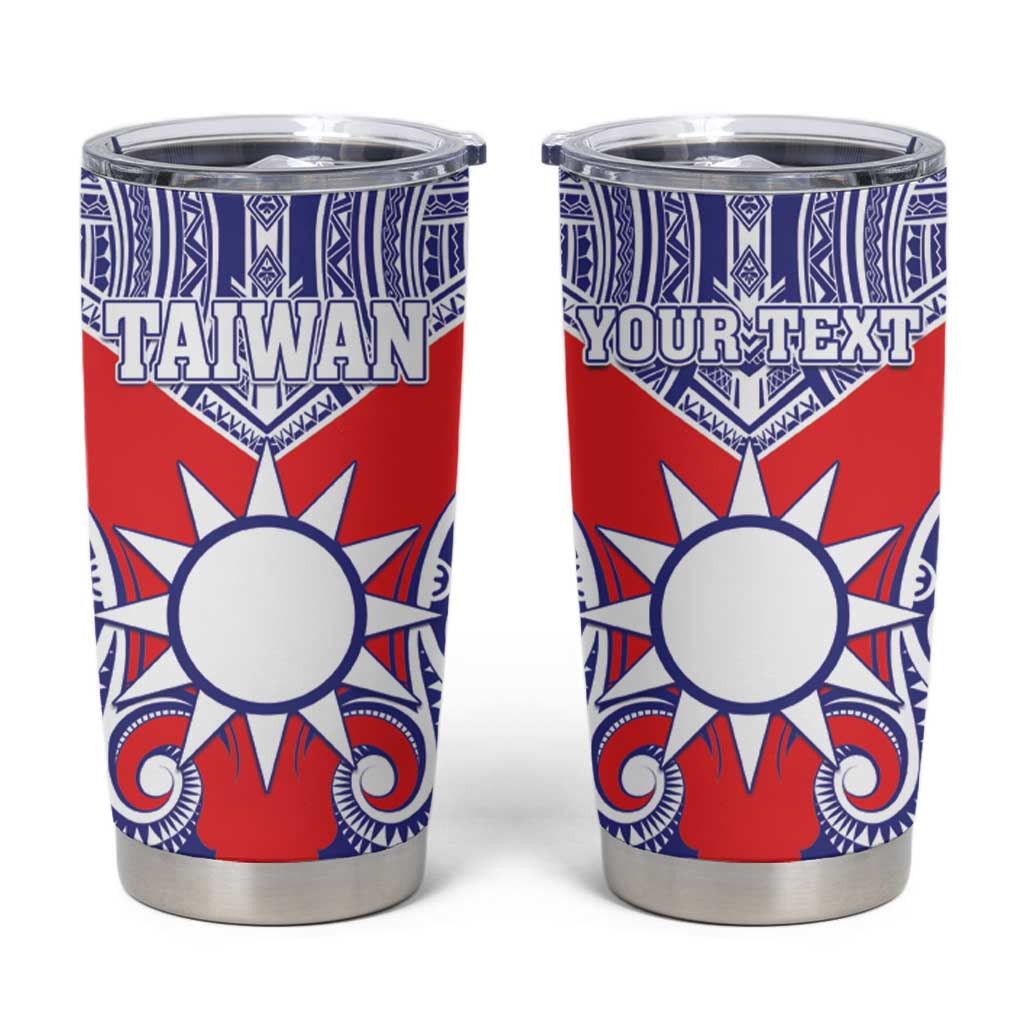 Personalised Taiwan Tumbler Cup Austronesian Tribal Tattoo Red - Polynesian Pride