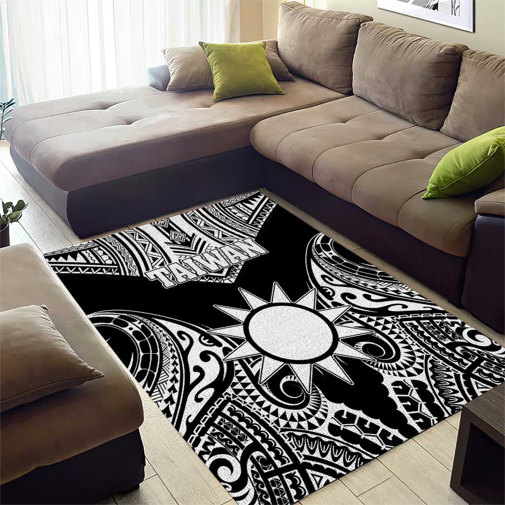 Taiwan Area Rug Austronesian Tribal Tattoo Black - Polynesian Pride