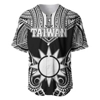Personalised Taiwan Baseball Jersey Austronesian Tribal Tattoo Black - Polynesian Pride