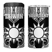 Personalised Taiwan 4 in 1 Can Cooler Tumbler Austronesian Tribal Tattoo Black - Polynesian Pride