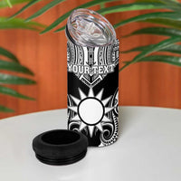 Personalised Taiwan 4 in 1 Can Cooler Tumbler Austronesian Tribal Tattoo Black - Polynesian Pride