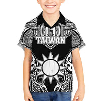 Personalised Taiwan Family Matching Long Sleeve Bodycon Dress and Hawaiian Shirt Austronesian Tribal Tattoo Black - Polynesian Pride