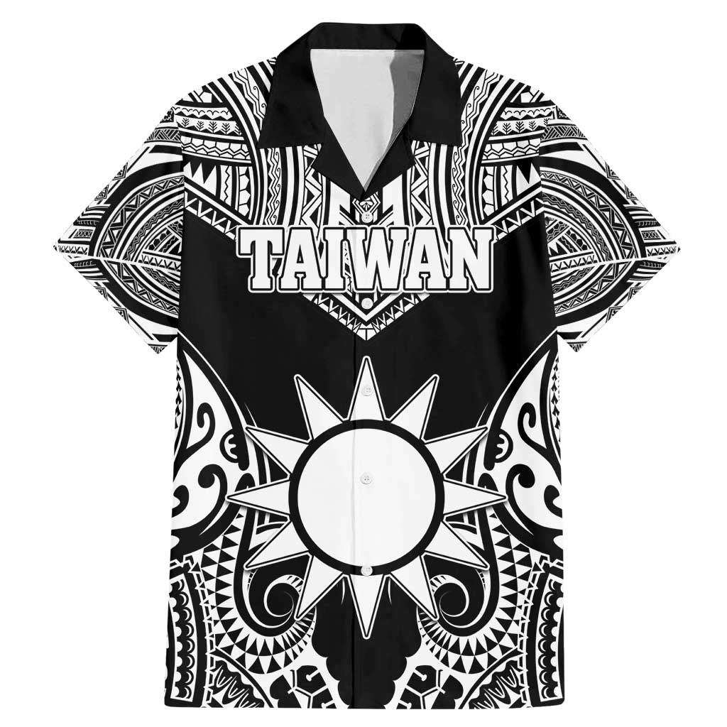Personalised Taiwan Family Matching Mermaid Dress and Hawaiian Shirt Austronesian Tribal Tattoo Black - Polynesian Pride