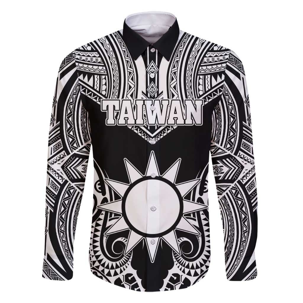 Personalised Taiwan Family Matching Mermaid Dress and Hawaiian Shirt Austronesian Tribal Tattoo Black - Polynesian Pride