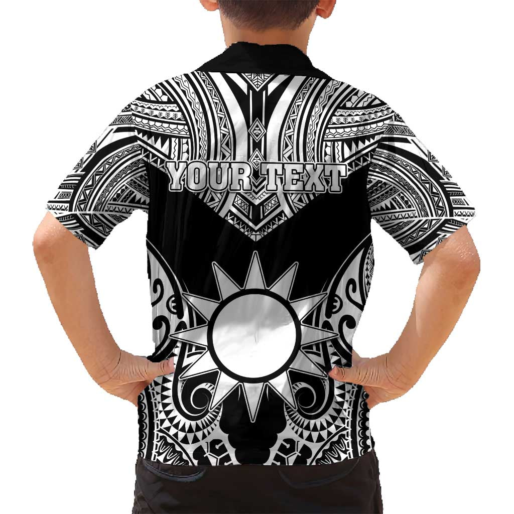 Personalised Taiwan Family Matching Puletasi and Hawaiian Shirt Austronesian Tribal Tattoo Black - Polynesian Pride