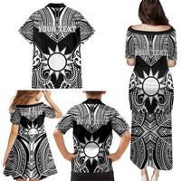 Personalised Taiwan Family Matching Puletasi and Hawaiian Shirt Austronesian Tribal Tattoo Black - Polynesian Pride