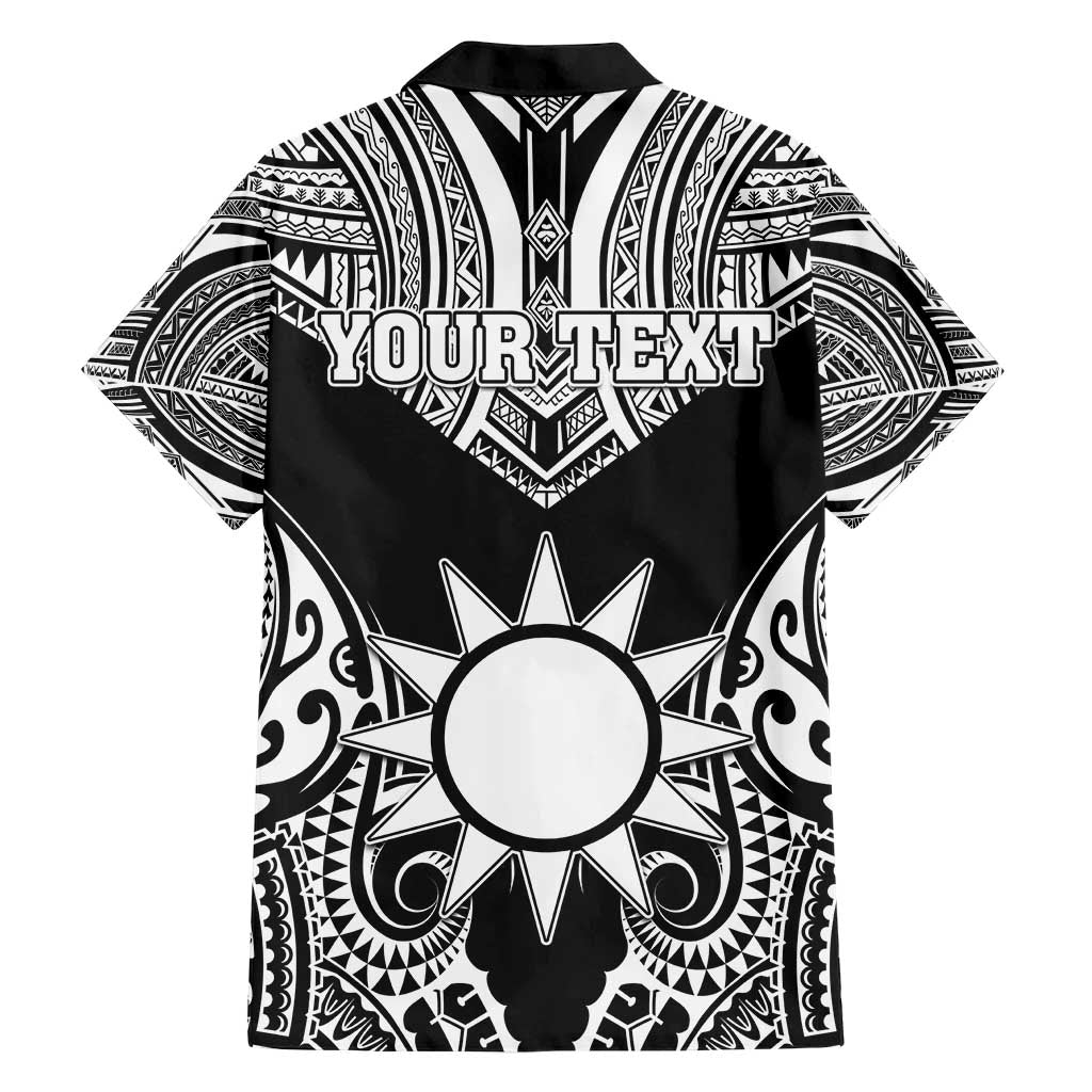 Personalised Taiwan Family Matching Short Sleeve Bodycon Dress and Hawaiian Shirt Austronesian Tribal Tattoo Black - Polynesian Pride