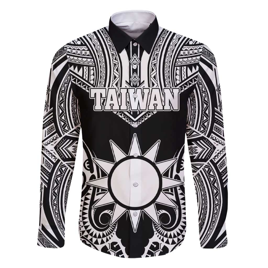 Personalised Taiwan Family Matching Short Sleeve Bodycon Dress and Hawaiian Shirt Austronesian Tribal Tattoo Black - Polynesian Pride