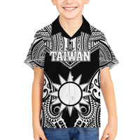 Personalised Taiwan Family Matching Short Sleeve Bodycon Dress and Hawaiian Shirt Austronesian Tribal Tattoo Black - Polynesian Pride