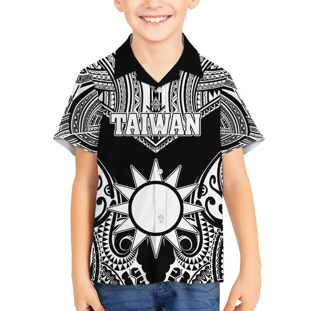 Personalised Taiwan Family Matching Summer Maxi Dress and Hawaiian Shirt Austronesian Tribal Tattoo Black - Polynesian Pride