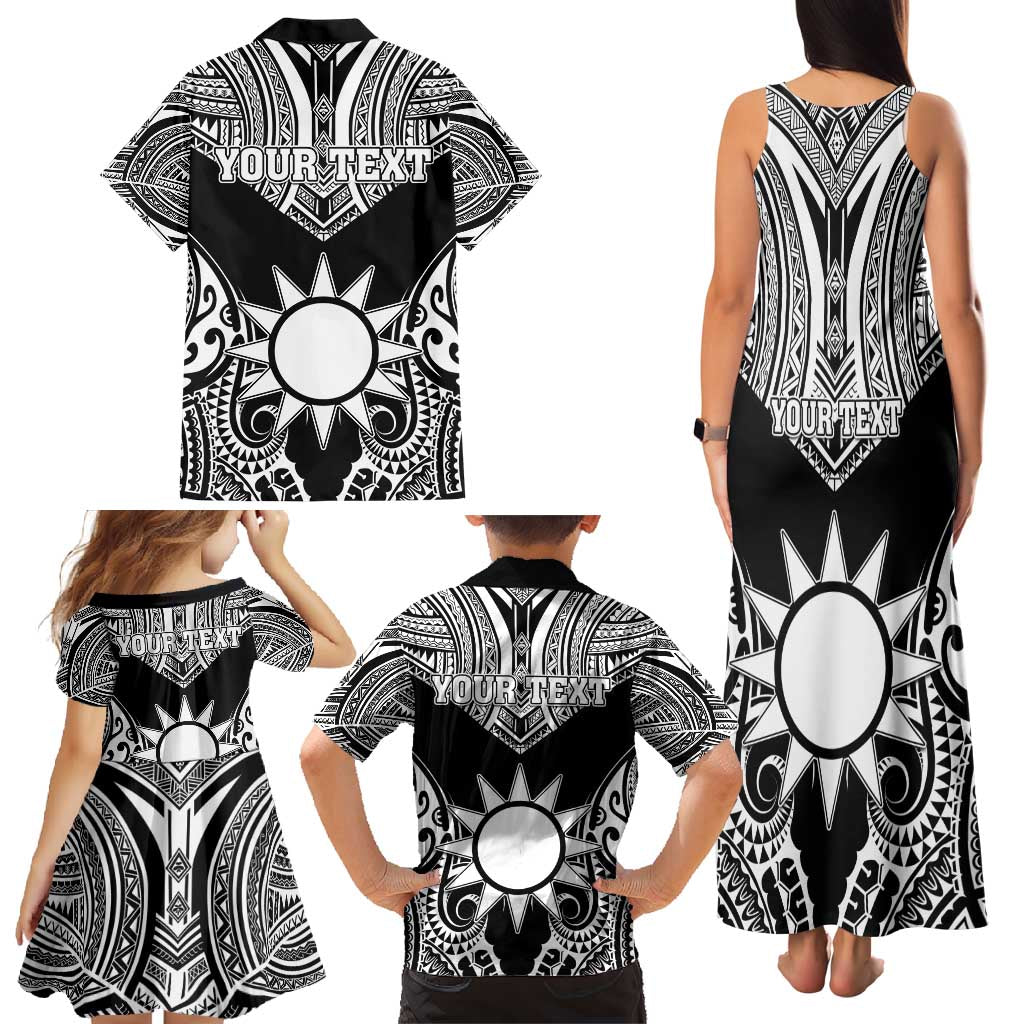 Personalised Taiwan Family Matching Tank Maxi Dress and Hawaiian Shirt Austronesian Tribal Tattoo Black - Polynesian Pride