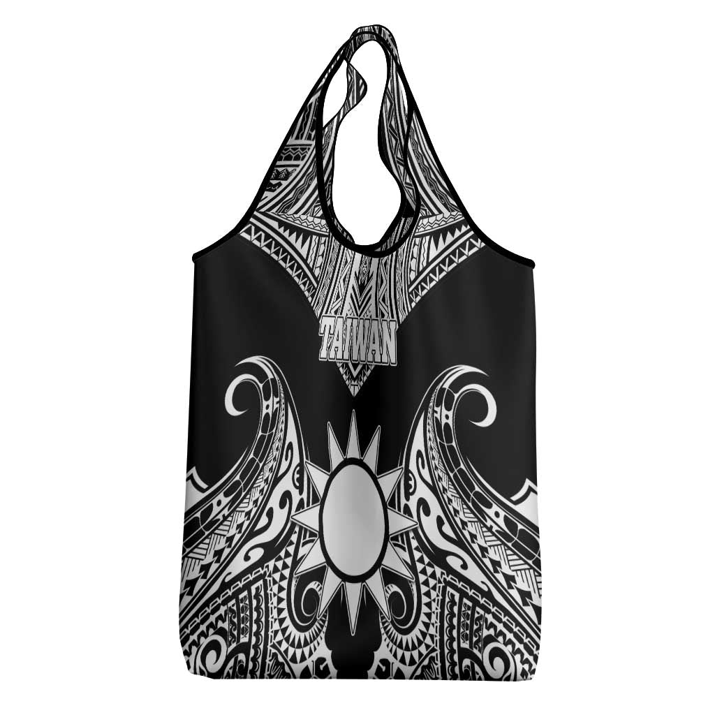 Taiwan Grocery Bag Austronesian Tribal Tattoo Black - Polynesian Pride