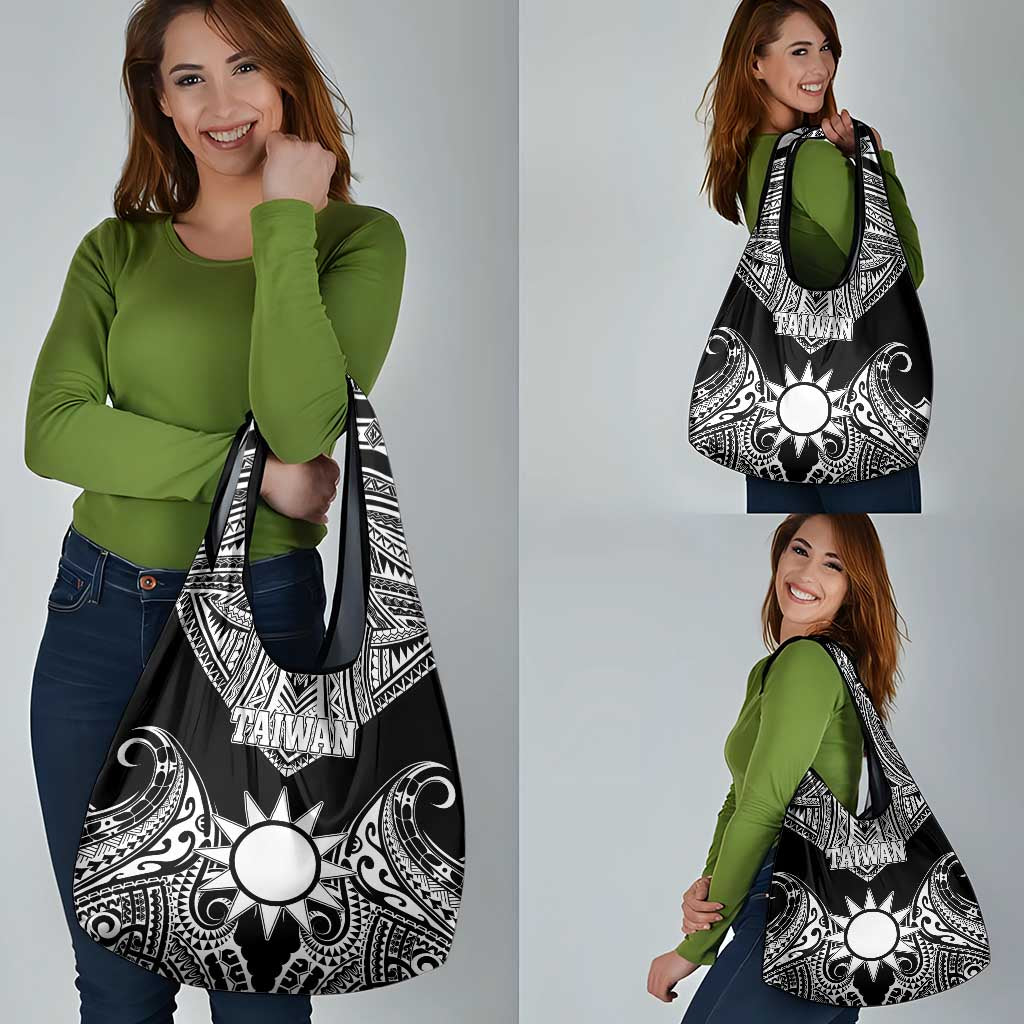 Taiwan Grocery Bag Austronesian Tribal Tattoo Black - Polynesian Pride