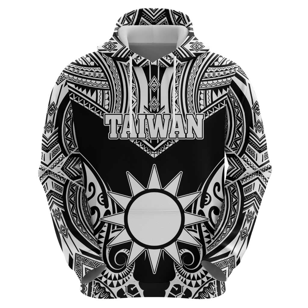 Personalised Taiwan Hoodie Austronesian Tribal Tattoo Black - Polynesian Pride