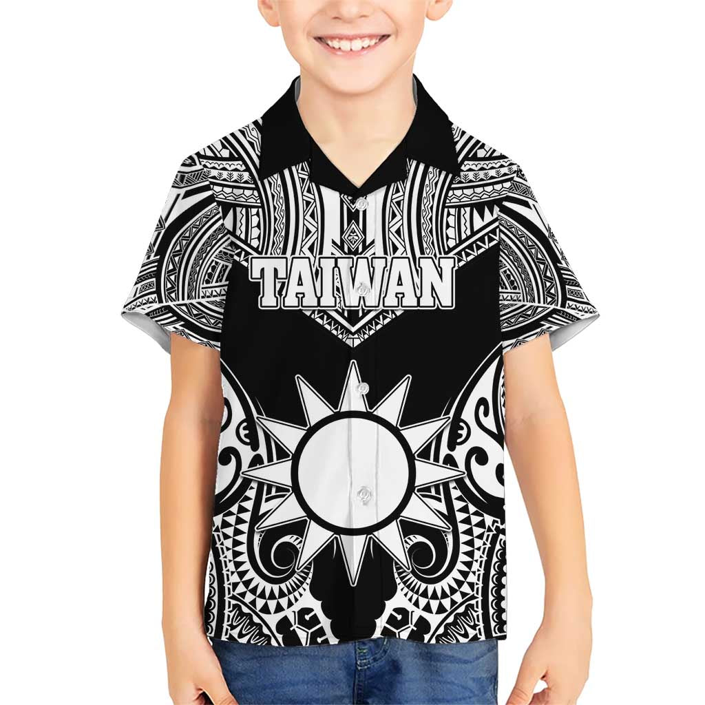 Personalised Taiwan Kid Hawaiian Shirt Austronesian Tribal Tattoo Black LT05 Kid Black - Polynesian Pride