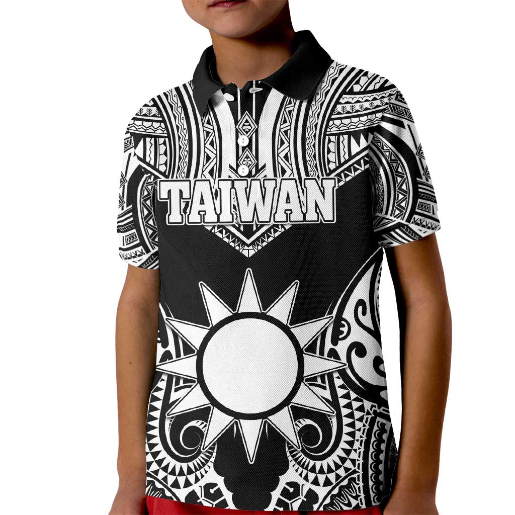 Personalised Taiwan Kid Polo Shirt Austronesian Tribal Tattoo Black LT05 Kid Black - Polynesian Pride