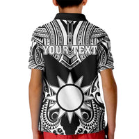 Personalised Taiwan Kid Polo Shirt Austronesian Tribal Tattoo Black - Polynesian Pride