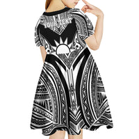 Personalised Taiwan Kid Short Sleeve Dress Austronesian Tribal Tattoo Black - Polynesian Pride