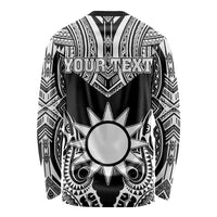 Personalised Taiwan Long Sleeve Shirt Austronesian Tribal Tattoo Black - Polynesian Pride