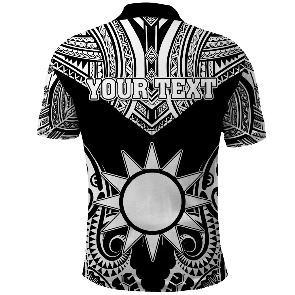 Personalised Taiwan Polo Shirt Austronesian Tribal Tattoo Black - Polynesian Pride