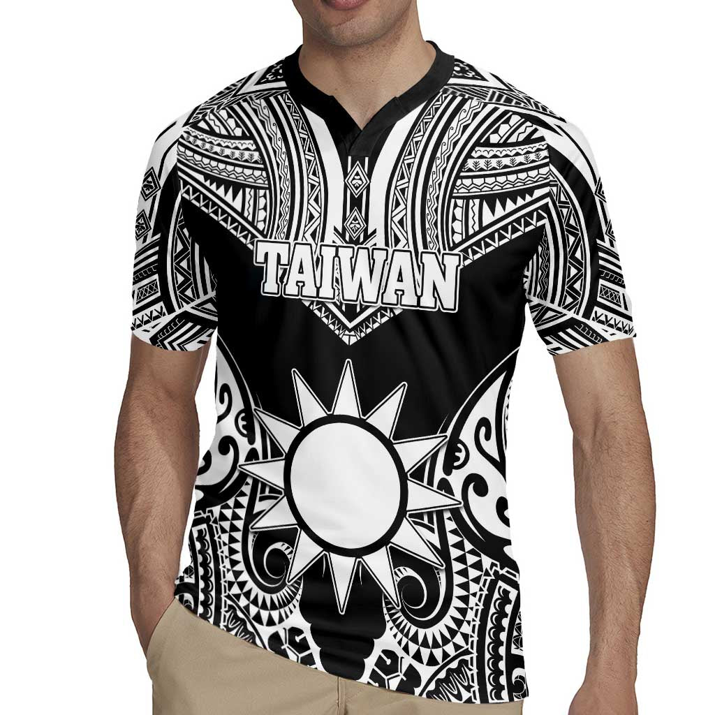 Personalised Taiwan Rugby Jersey Austronesian Tribal Tattoo Black - Polynesian Pride