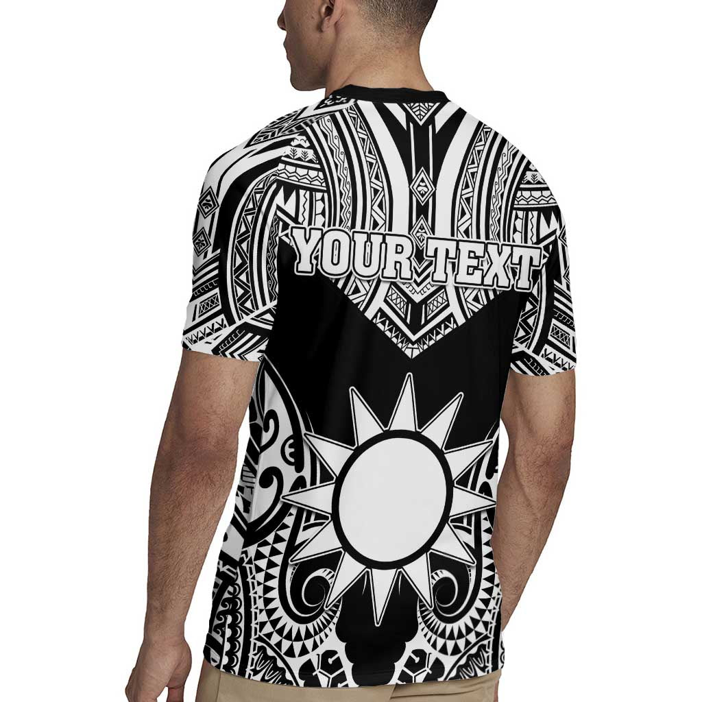 Personalised Taiwan Rugby Jersey Austronesian Tribal Tattoo Black - Polynesian Pride