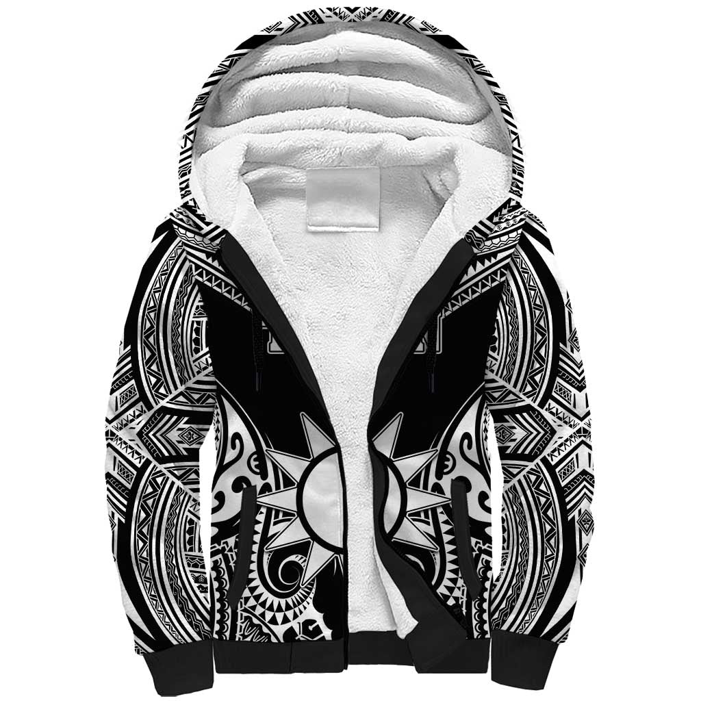 Personalised Taiwan Sherpa Hoodie Austronesian Tribal Tattoo Black LT05 Unisex Black - Polynesian Pride