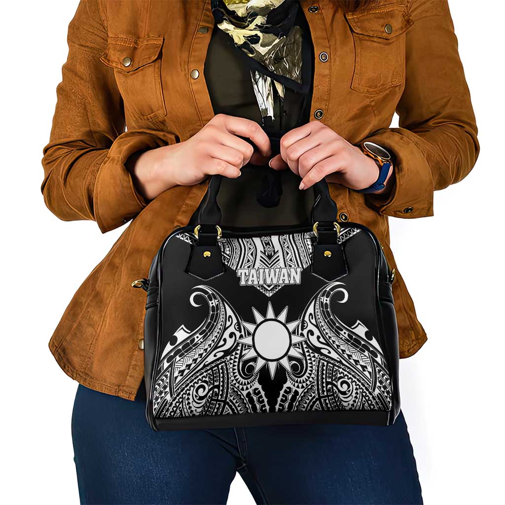 Taiwan Shoulder Handbag Austronesian Tribal Tattoo Black - Polynesian Pride