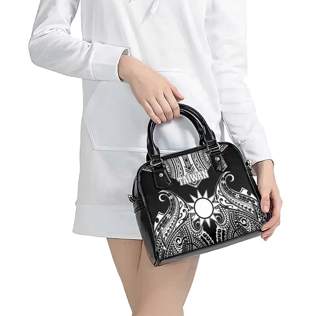Taiwan Shoulder Handbag Austronesian Tribal Tattoo Black - Polynesian Pride