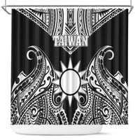 Taiwan Shower Curtain Austronesian Tribal Tattoo Black - Polynesian Pride