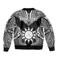 Personalised Taiwan Sleeve Zip Bomber Jacket Austronesian Tribal Tattoo Black LT05 - Polynesian Pride