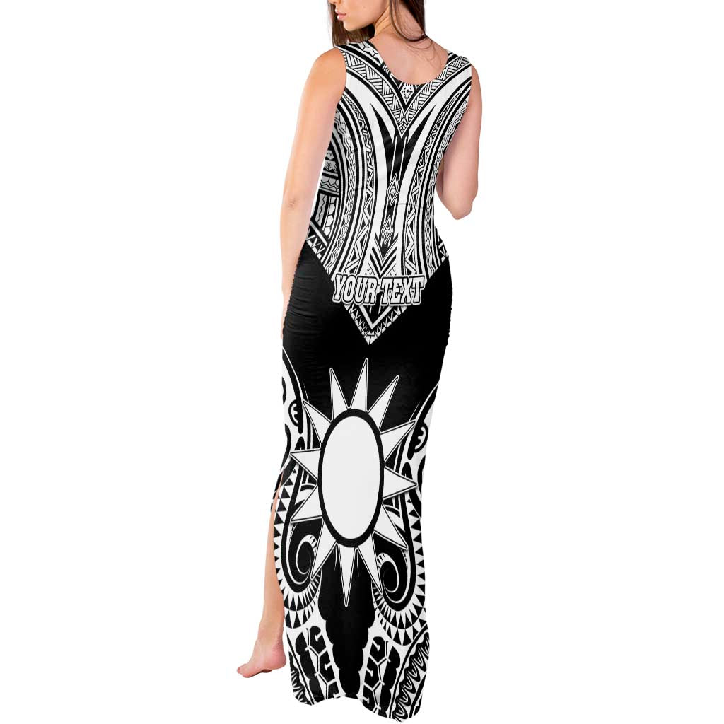 Personalised Taiwan Tank Maxi Dress Austronesian Tribal Tattoo Black - Polynesian Pride