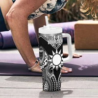 Personalised Taiwan Tumbler With Handle Austronesian Tribal Tattoo Black - Polynesian Pride