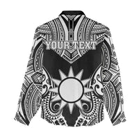 Personalised Taiwan Women Casual Shirt Austronesian Tribal Tattoo Black - Polynesian Pride