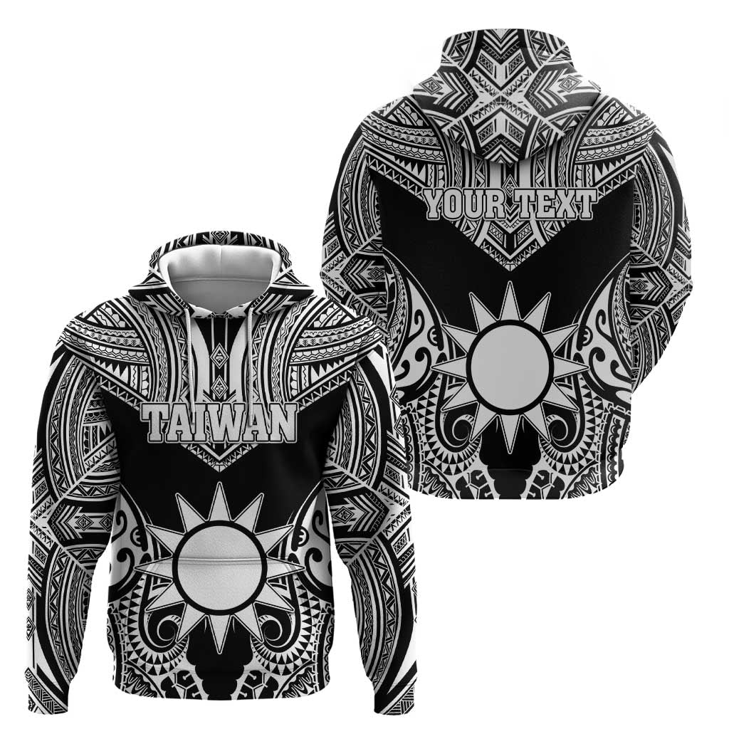 Personalised Taiwan Zip Hoodie Austronesian Tribal Tattoo Black - Polynesian Pride