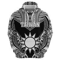 Personalised Taiwan Zip Hoodie Austronesian Tribal Tattoo Black - Polynesian Pride