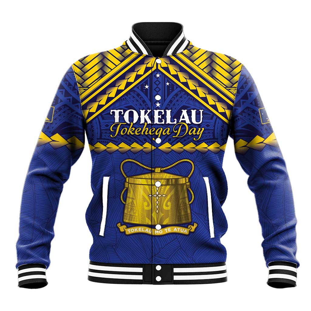 Personalised Tokelau Happy Tokehega Day Baseball Jacket Polynesian Tribal Tattoo LT05 Unisex Blue - Polynesian Pride