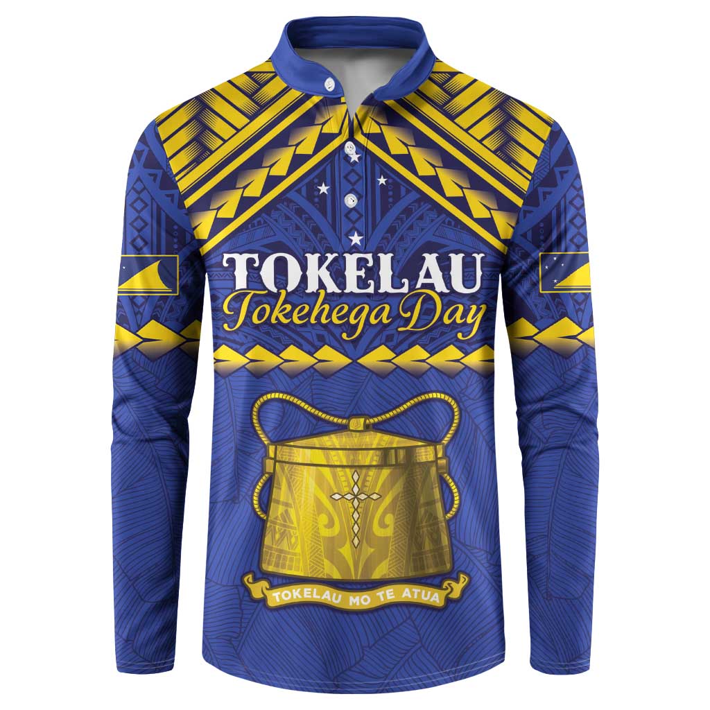 Personalised Tokelau Happy Tokehega Day Button Sweatshirt Polynesian Tribal Tattoo LT05 Blue - Polynesian Pride