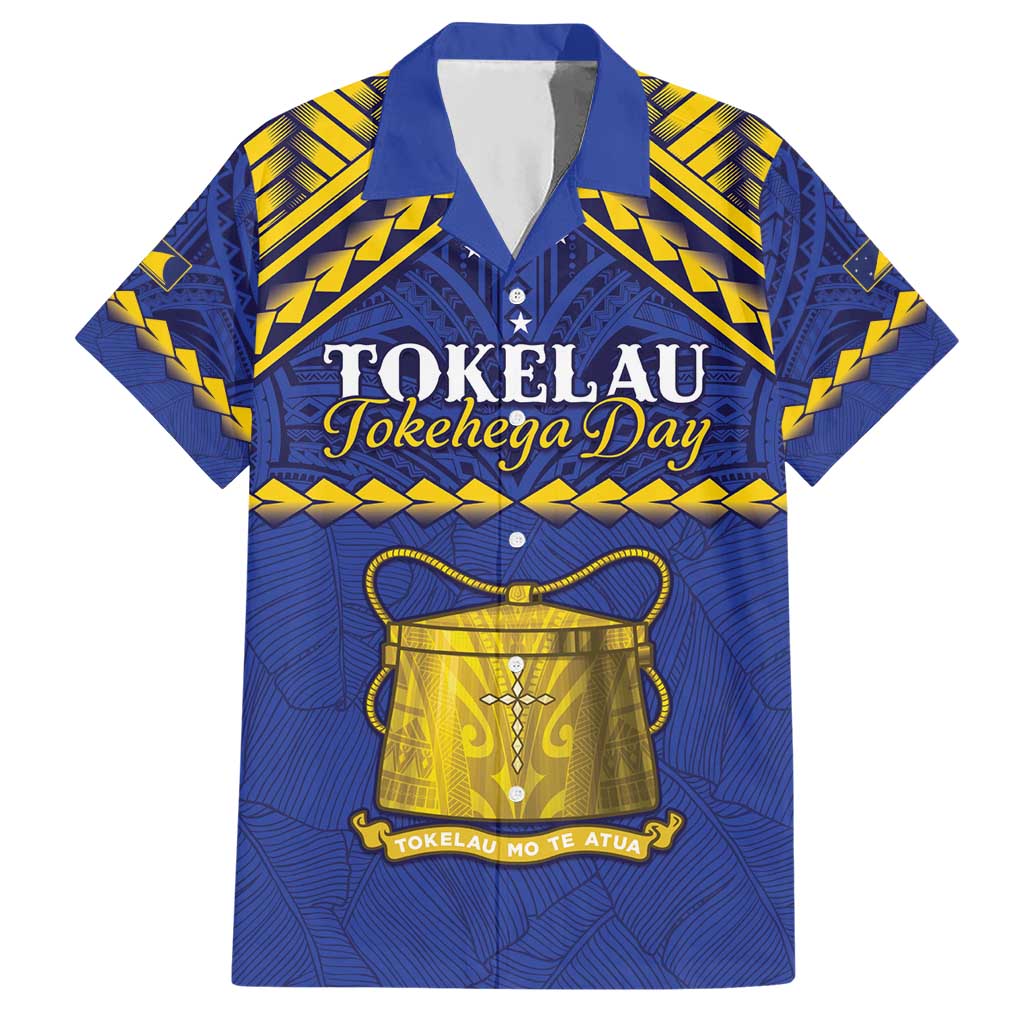 Personalised Tokelau Happy Tokehega Day Hawaiian Shirt Polynesian Tribal Tattoo LT05 Blue - Polynesian Pride
