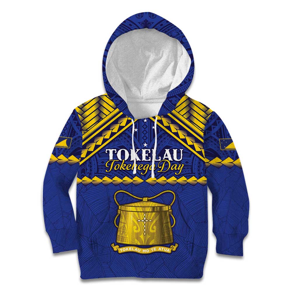Personalised Tokelau Happy Tokehega Day Kid Hoodie Polynesian Tribal Tattoo LT05 Hoodie Blue - Polynesian Pride