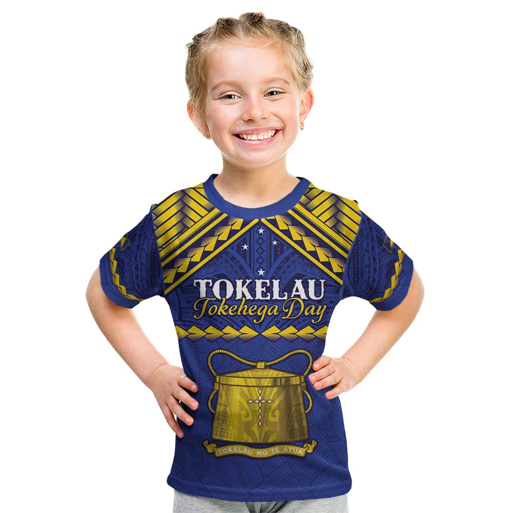 Personalised Tokelau Happy Tokehega Day Kid T Shirt Polynesian Tribal Tattoo LT05 Blue - Polynesian Pride