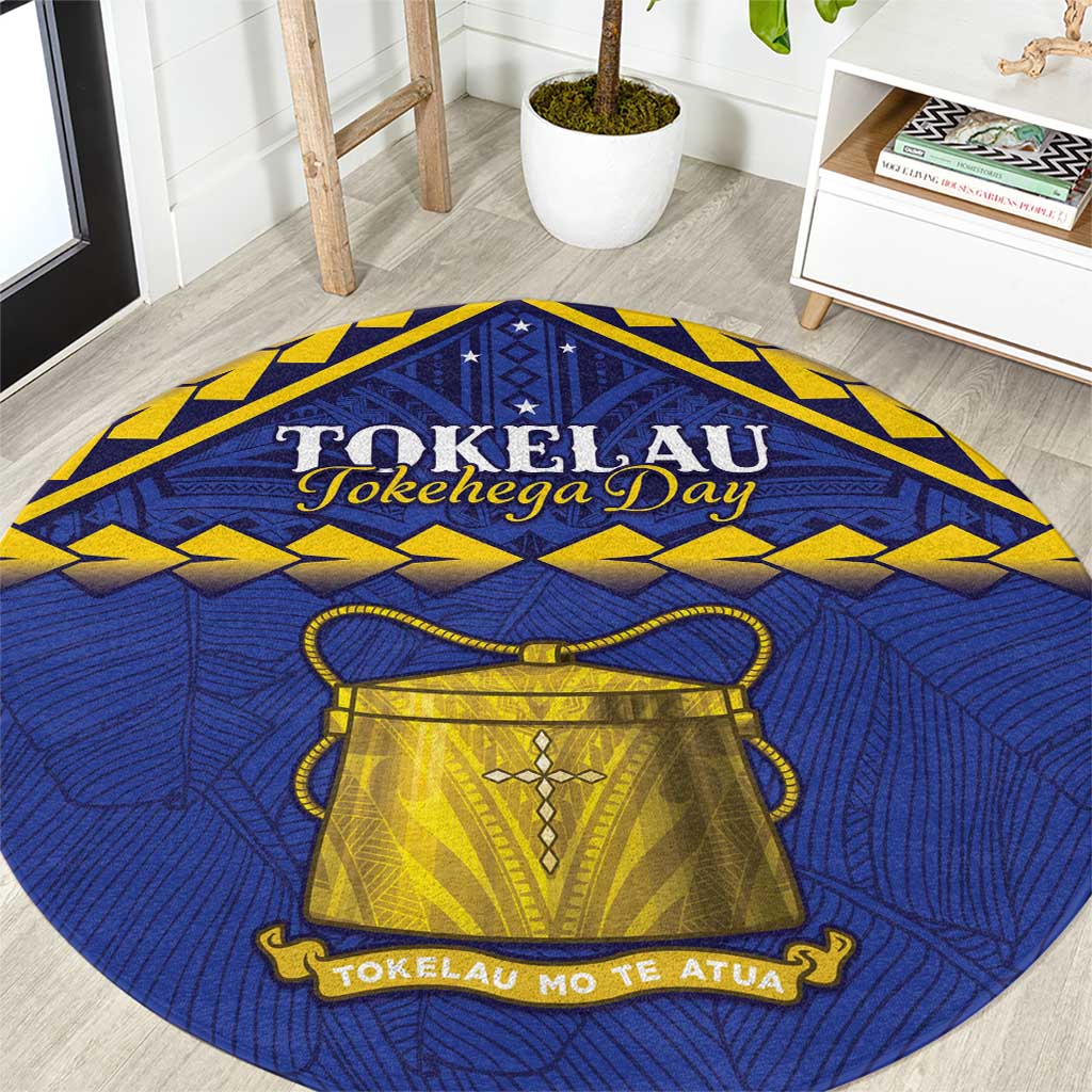 Tokelau Happy Tokehega Day Round Carpet Polynesian Tribal Tattoo LT05 Blue - Polynesian Pride