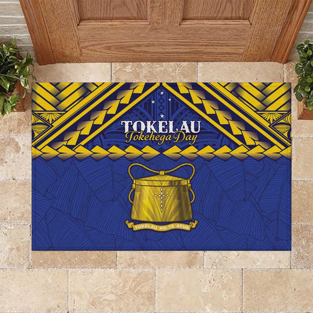 Tokelau Happy Tokehega Day Rubber Doormat Polynesian Tribal Tattoo LT05 Blue - Polynesian Pride