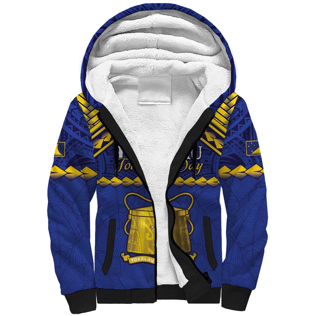Personalised Tokelau Happy Tokehega Day Sherpa Hoodie Polynesian Tribal Tattoo LT05 Unisex Blue - Polynesian Pride