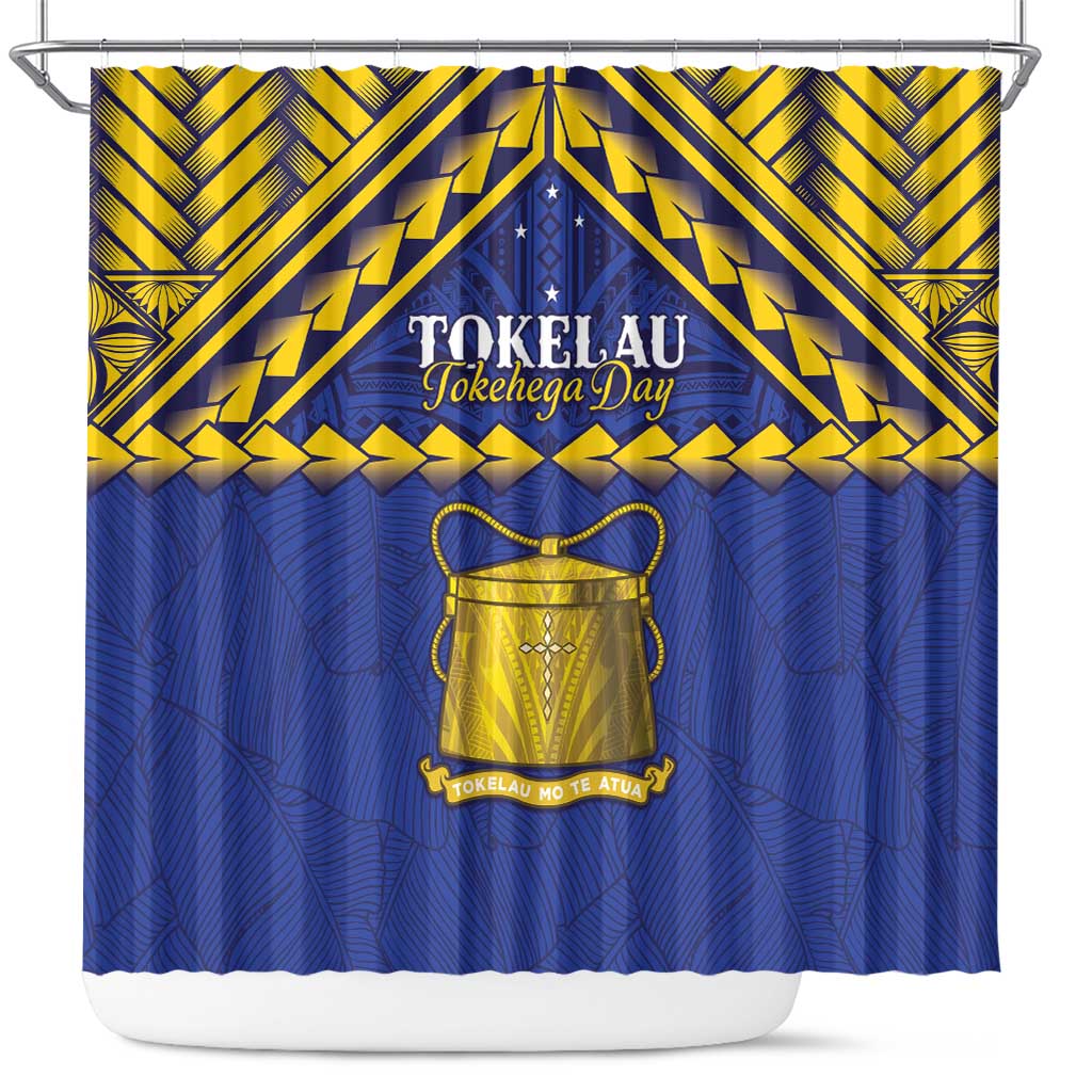 Tokelau Happy Tokehega Day Shower Curtain Polynesian Tribal Tattoo LT05 Blue - Polynesian Pride