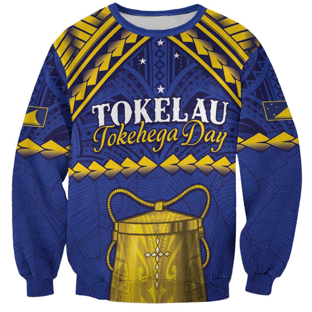 Personalised Tokelau Happy Tokehega Day Sweatshirt Polynesian Tribal Tattoo LT05 Unisex Blue - Polynesian Pride